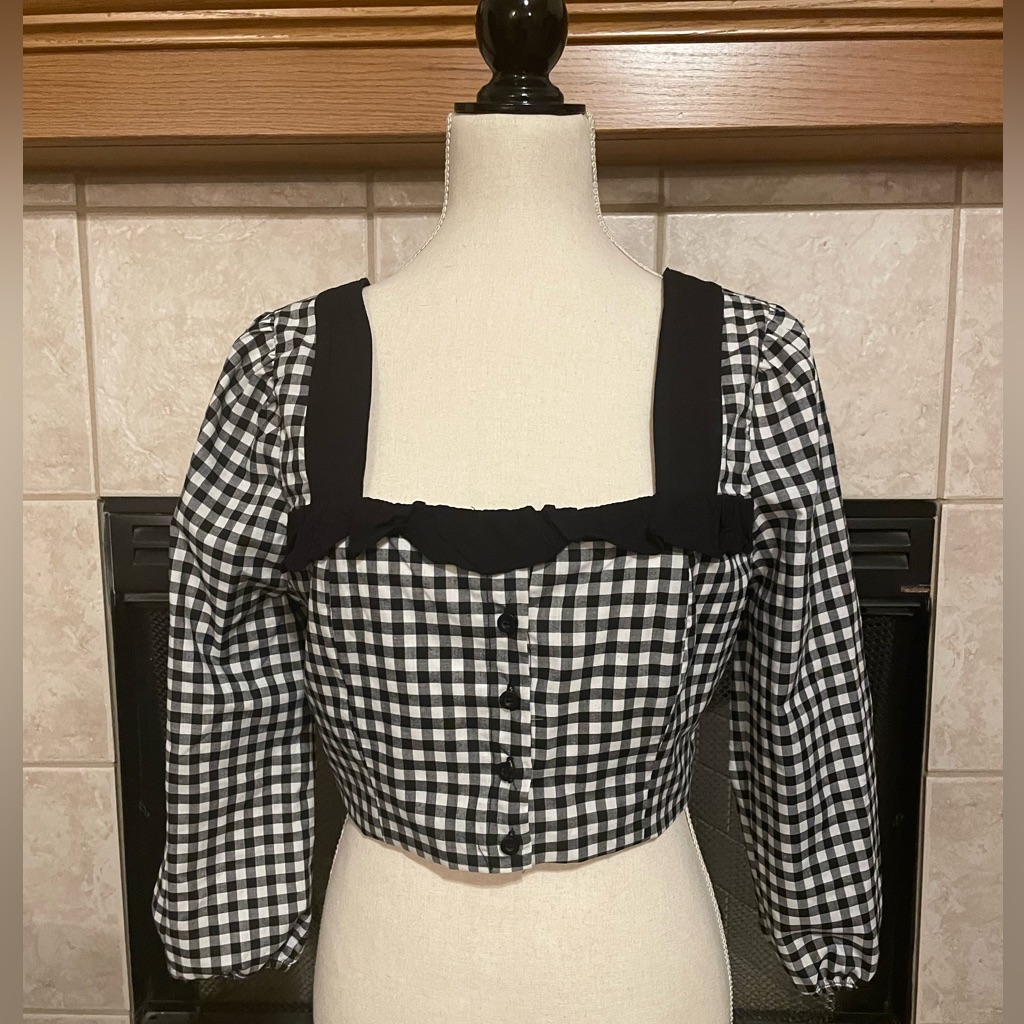 Black & White Gingham Crop Top